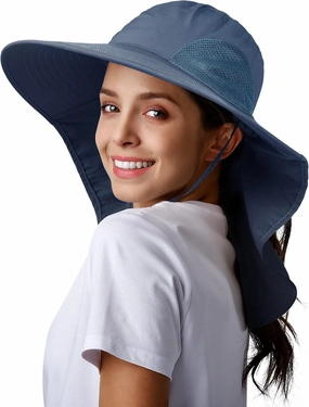 Camptrace Sun Hats for Women UPF 80  UV Protection Wide Brim Hiking Fishing Hat with Neck Flap