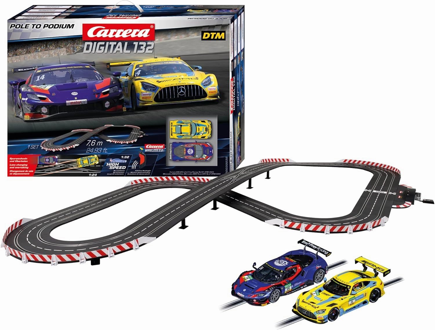 Carrera Digital Electric Slot Car Racing Track Set Includes Two Cars & Two Dual-Speed, D132 Pole to Podium
