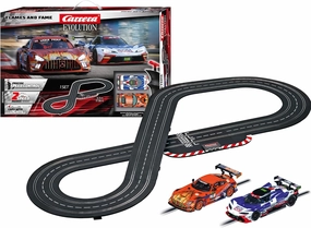Carrera Evolution Analog Electric 1:32 Scale Slot Car Racing Track Set - Includes Two 1:32 Scale Cars & Two Dual-Speed Controllers Ages 8 , Flames and Fame