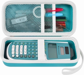Case Compatible with Texas Instruments TI-30XS for MultiView Scientific Calculator, Storage Holder Carrying Organizer Bag with Mesh Pocket for Pens, Pencil, Batteries and Accessories (Box Only) -Green