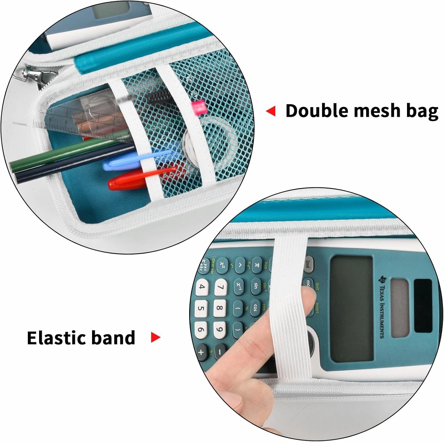 Case Compatible with Texas Instruments TI-30XS for MultiView Scientific Calculator, Storage Holder Carrying Organizer Bag with Mesh Pocket for Pens, Pencil, Batteries and Accessories (Box Only) -Green