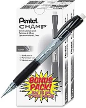CHAMP MECHANICAL PENCIL, 0.5 MM, HB (#2.5), BLACK LEAD, TRANSLUCENT BLACK BARREL, 24/PACK