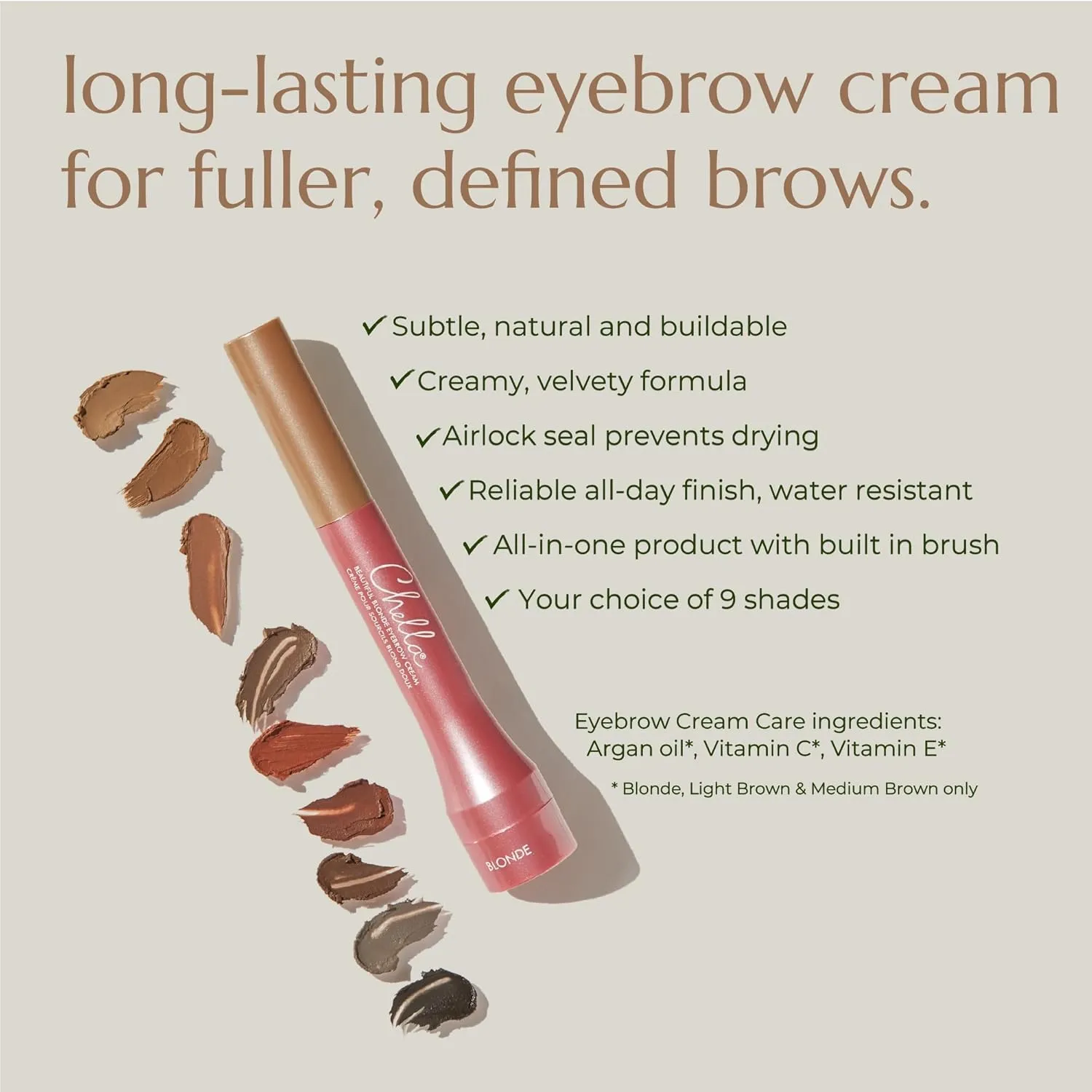 Chella Eyebrow Cream, Awesome Auburn - Vegan, Cruelty Free, Paraben Free, Gluten Free Eyebrow Pomade Makeup - Long Wearing, Velvet Consistency, Water Resistant