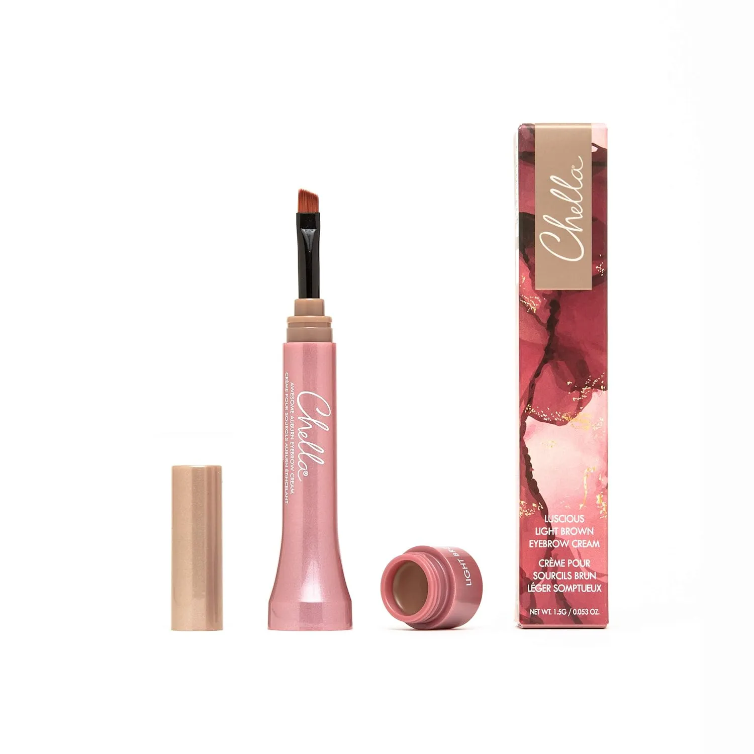 Chella Eyebrow Cream, Luscious Light Brown - Vegan, Cruelty Free, Paraben Free, Gluten Free Eyebrow Pomade Makeup - Long Wearing, Velvet Consistency, Water Resistant