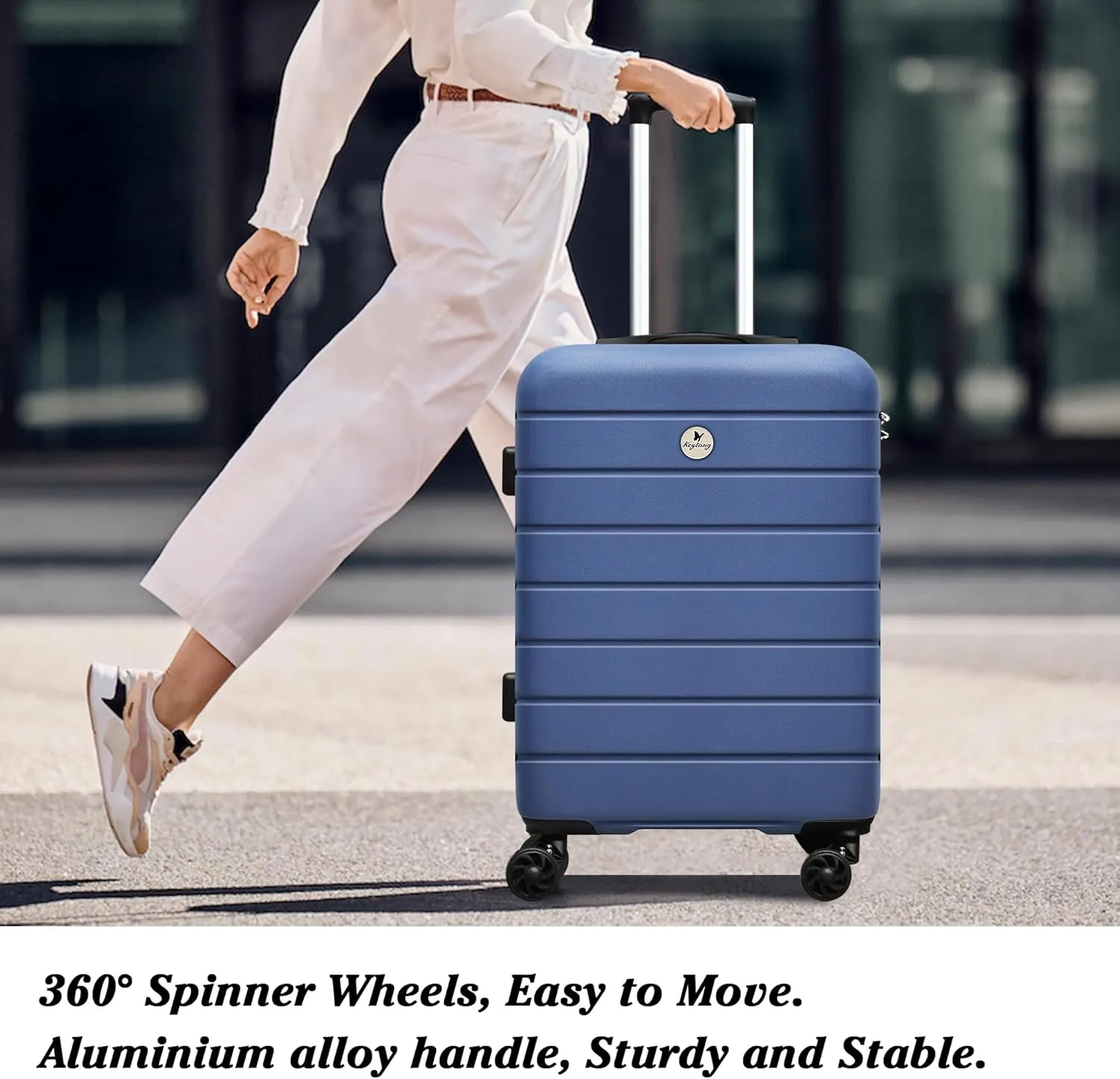 Classic 3-Piece Luggage Set with TSA Lock, PC ABS Durable Lightweight Suitcase with Spinner Wheels, Hardshell Expandable Carry-On Luggage for Business Family Travel, 20/24/28 inch, Navy Blue