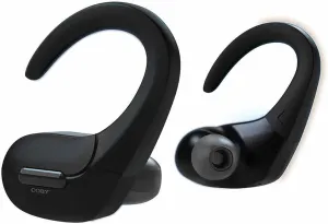 Coby True Wireless Sports Ear Buds with Over Ear Hooks | Wireless Bluetooth Earbuds | Sweatproof and Splash-Resistant | Headphones with Microphone Built-in | for Gym Sports & Running (Black)