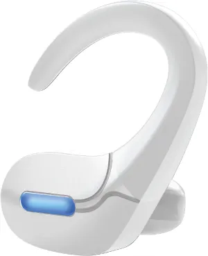 Coby True Wireless Sports Ear Buds with Over Ear Hooks | Wireless Bluetooth Earbuds | Sweatproof and Splash-Resistant | Headphones with Microphone Built-in | for Gym Sports & Running (White)