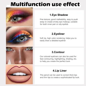 Colored Gel Glitter Eyeliner Pencils Pen Set,Eye Liners & Shadow Pencil Eye Makeup Colorful Eyeliner Kit12 Count (Set05)