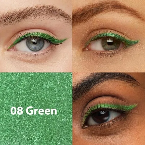 Colored Gel Glitter Eyeliner ，Waterproof Pearl Eye Shadow Pencil Metallic Glitter Eye Liner Pencil for Women,Eye Liners & Shadow Pencil Eye Makeup (07# Blue & 08# Green)