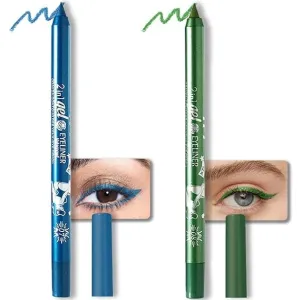 Colored Gel Glitter Eyeliner ，Waterproof Pearl Eye Shadow Pencil Metallic Glitter Eye Liner Pencil for Women,Eye Liners & Shadow Pencil Eye Makeup (07# Blue & 08# Green)