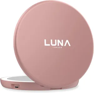 Compact Travel Mirror | Travel Makeup Mirror with Light | LED Lighted Vanity Mirror with 3 Light Modes | 7X Magnification Folding Portable & Rechargeable (Rose Gold)