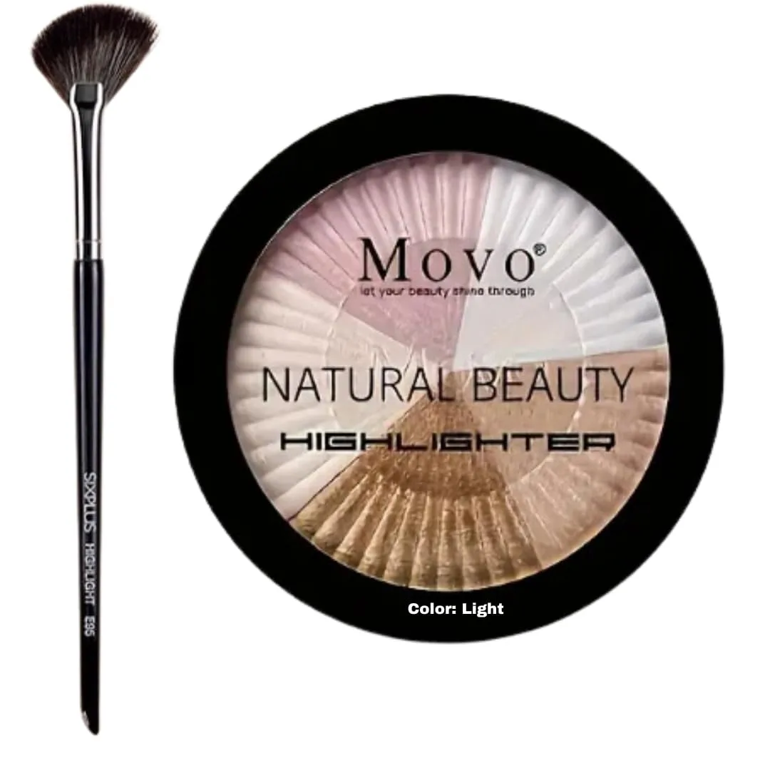 Complete Makeup Kit for Women – Buttercup Setting Powder, Light Highlighter Palette, 8 Brushes, Complimentary Nude Eyeshadow Palette, Nude Shadow Base – All-in-One Professional Cosmetic Set