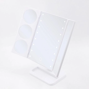 Cosmetic Mirror Cosmetic Mirror LED Three-fold Foldable Girls Beauty Portable Light Mirror Desktop Makeup Mirror with Light Make Up Mirrors (Color : B)