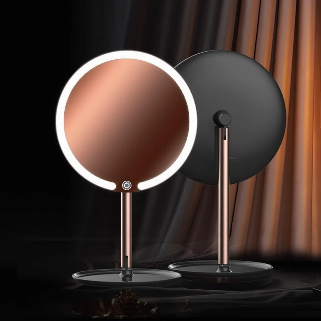 Cosmetic Mirror Makeup Mirror Desktop Led Light Beauty Makeup Dressing Desktop Portable Folding Metal Body Mirror with Light Make Up Mirrors