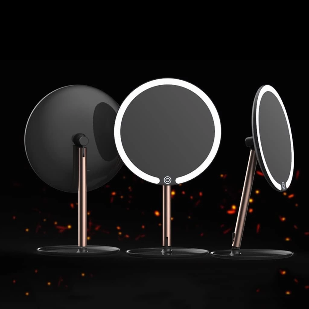 Cosmetic Mirror Makeup Mirror Desktop Led Light Beauty Makeup Dressing Desktop Portable Folding Metal Body Mirror with Light Make Up Mirrors