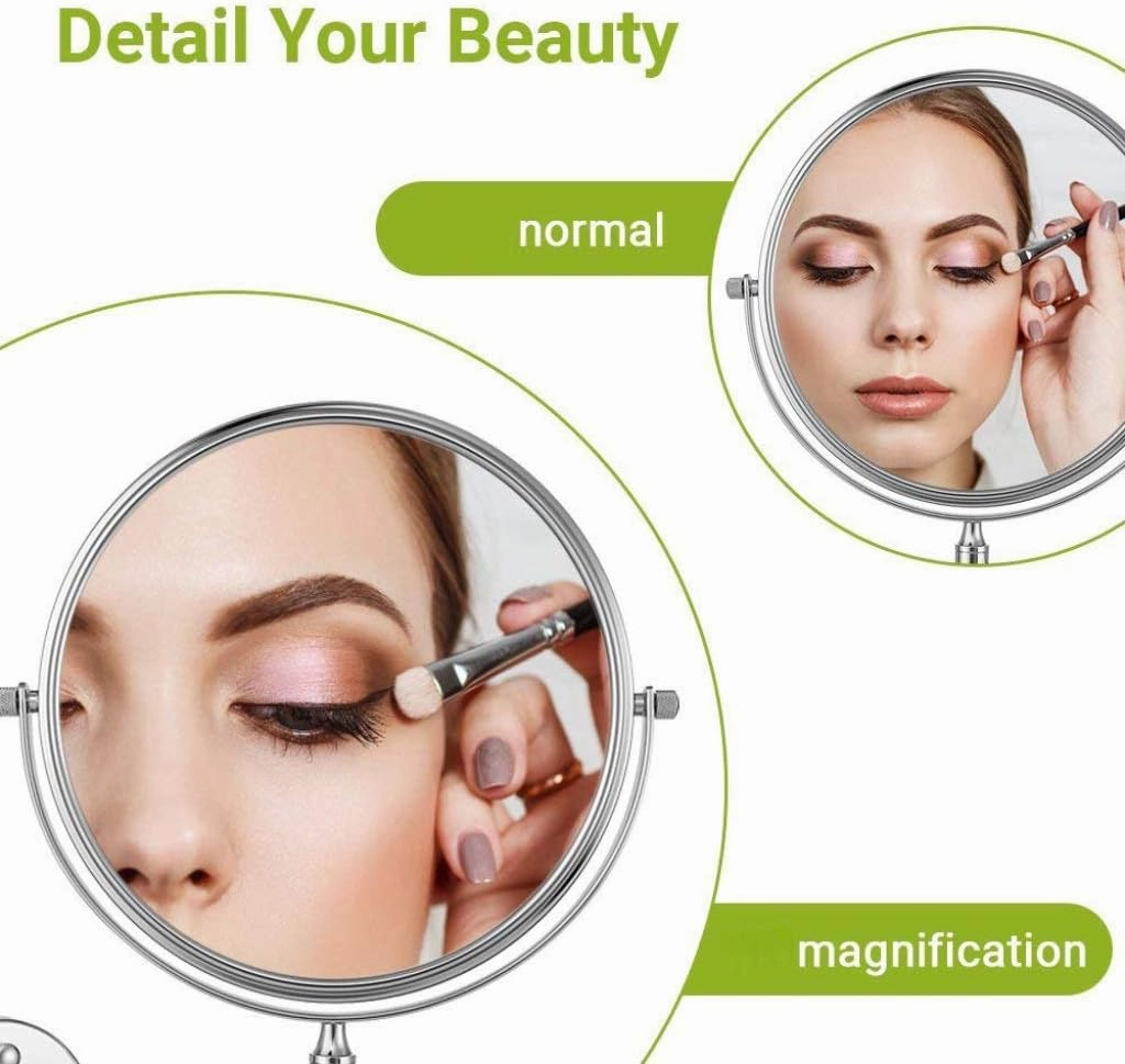 Cosmetic Mirror Wall Mounted, Beauty Makeup Mirror Extendable Bathroom Magnifying Two Side Vanity Mirror,Gold_6 inch(Silver,6 inch)