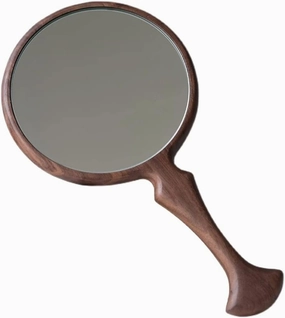 Cosmetic Mirror Wooden Handle Mirror Handheld Makeup Mirror Beauty Salon Beauty Mirror Japanese Round Hand Mirror Make Up Mirrors