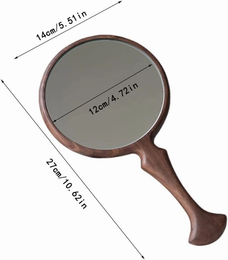 Cosmetic Mirror Wooden Handle Mirror Handheld Makeup Mirror Beauty Salon Beauty Mirror Japanese Round Hand Mirror Make Up Mirrors