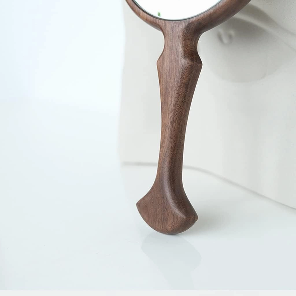 Cosmetic Mirror Wooden Handle Mirror Handheld Makeup Mirror Beauty Salon Beauty Mirror Japanese Round Hand Mirror Make Up Mirrors