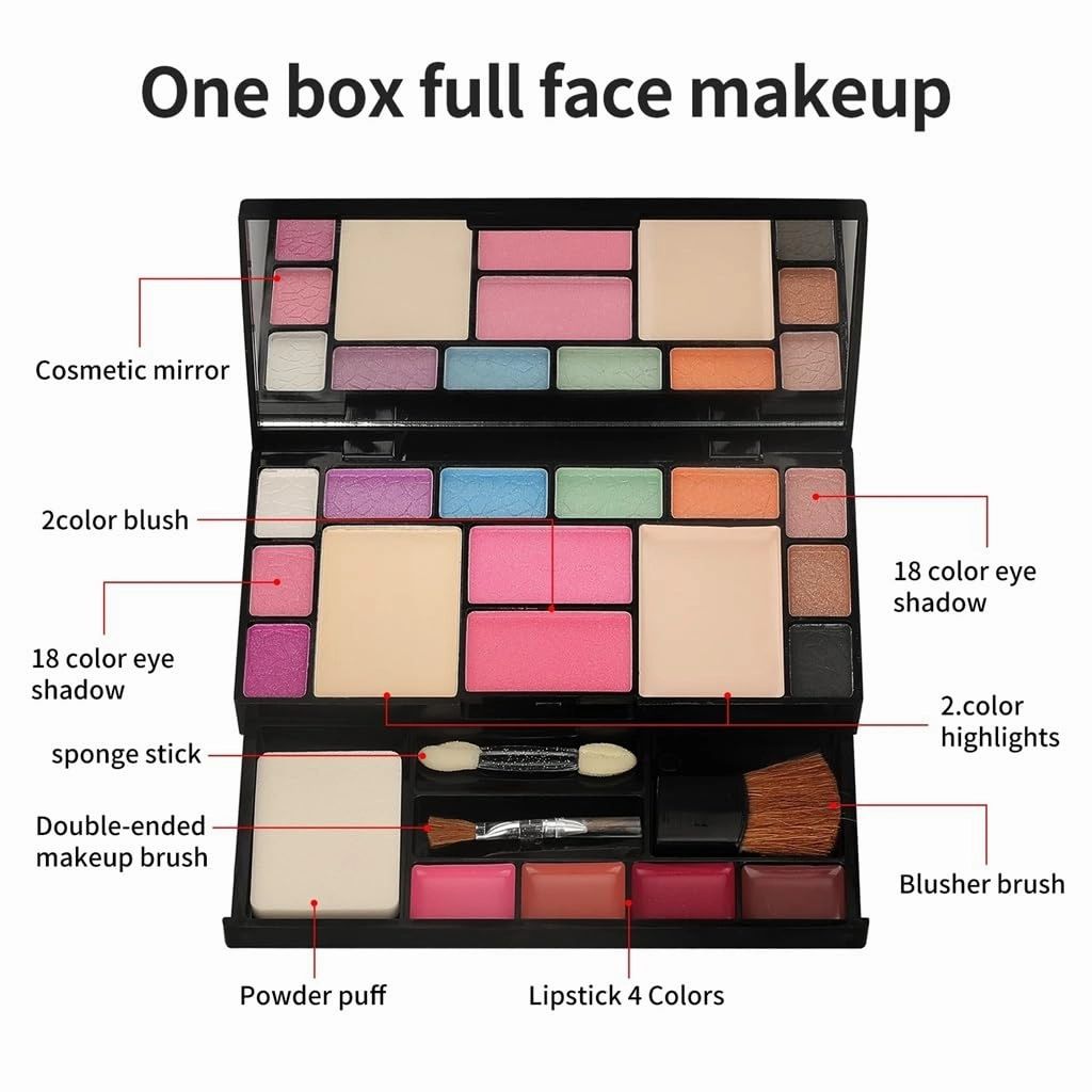 CSCDD 18 Color Makeup Set with Brush Including Eye Shadow Lip Gloss Eyebrow Powder Gift Set