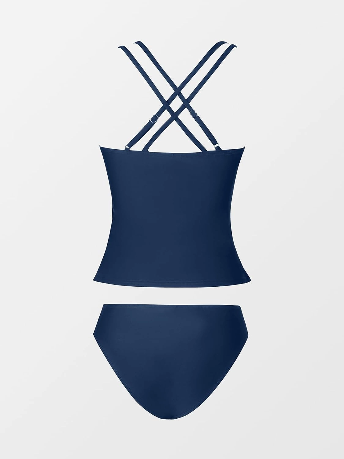 CUPSHE Women's Tankini Sets Two Piece Swimsuit V Neck Crisscross Adjustable Double Straps Ruched Mid Rise