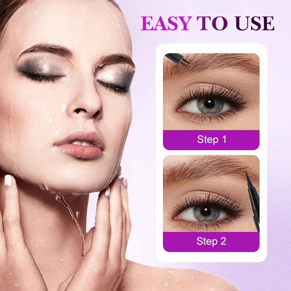 Curved Eyebrow Pen, 2025 New 2 in 1 Microblading Eyebrow Pen with Curved Tip and Precise Brush-Tip,2 pcs Multifunction Waterproof Double Head Eye Brow Brush Tattoo Pencil (Light Brown, One Size)