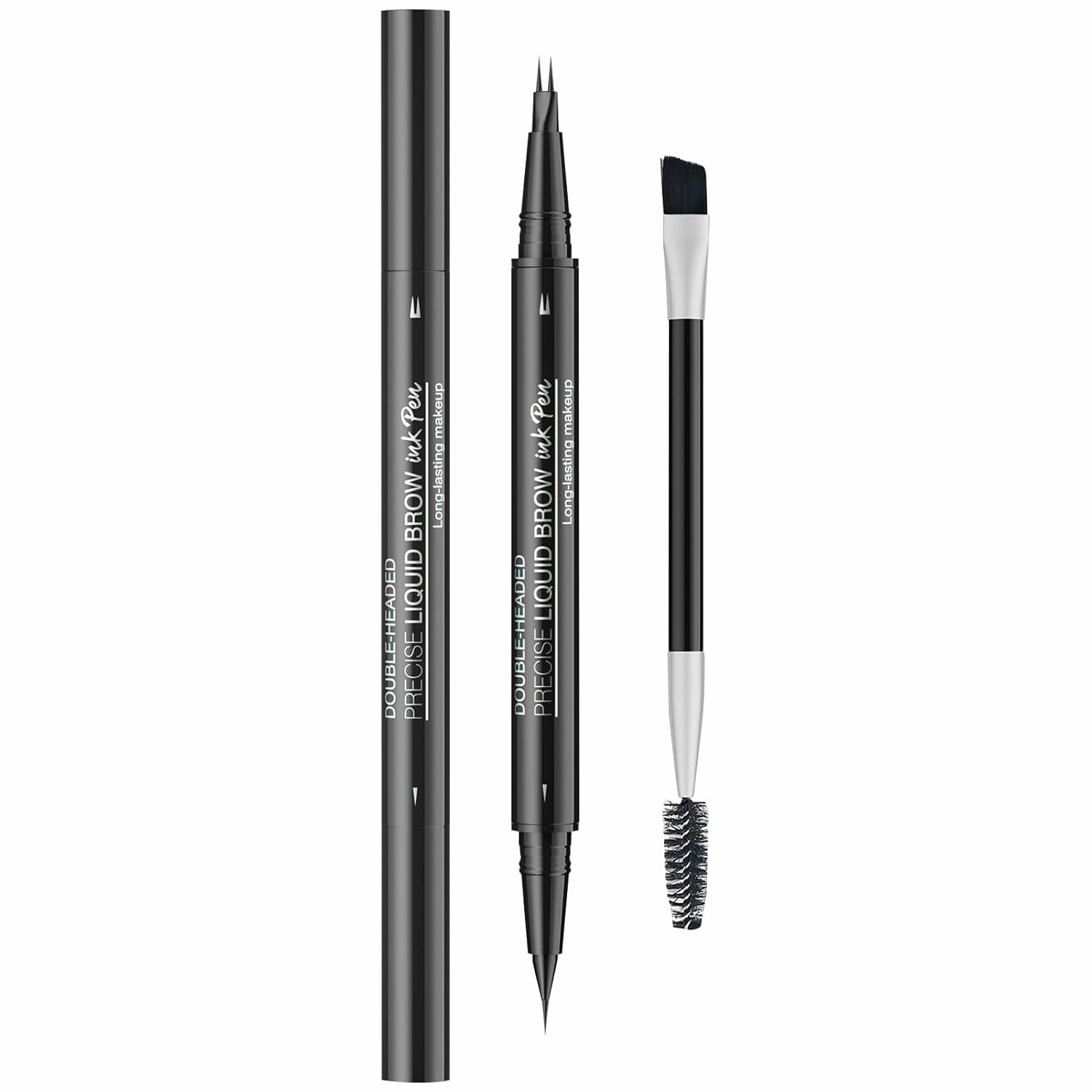 Curved Eyebrow Pen, Eyebrow Pencil 2 in1 Microblading Eyebrow Pen with Micro-Fork-Tip & Precise Brush, Create Natural Hair-Like Brows, Smudge-proof Long-Lasting Eye Brow Pencils
