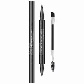 Curved Eyebrow Pen, Eyebrow Pencil 2 in1 Microblading Eyebrow Pen with Micro-Fork-Tip & Precise Brush, Create Natural Hair-Like Brows, Smudge-proof Long-Lasting Eye Brow Pencils