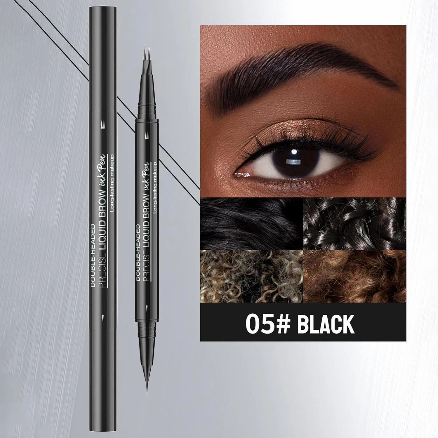 Curved Eyebrow Pen, Eyebrow Pencil 2 in1 Microblading Eyebrow Pen with Micro-Fork-Tip & Precise Brush, Create Natural Hair-Like Brows, Smudge-proof Long-Lasting Eye Brow Pencils