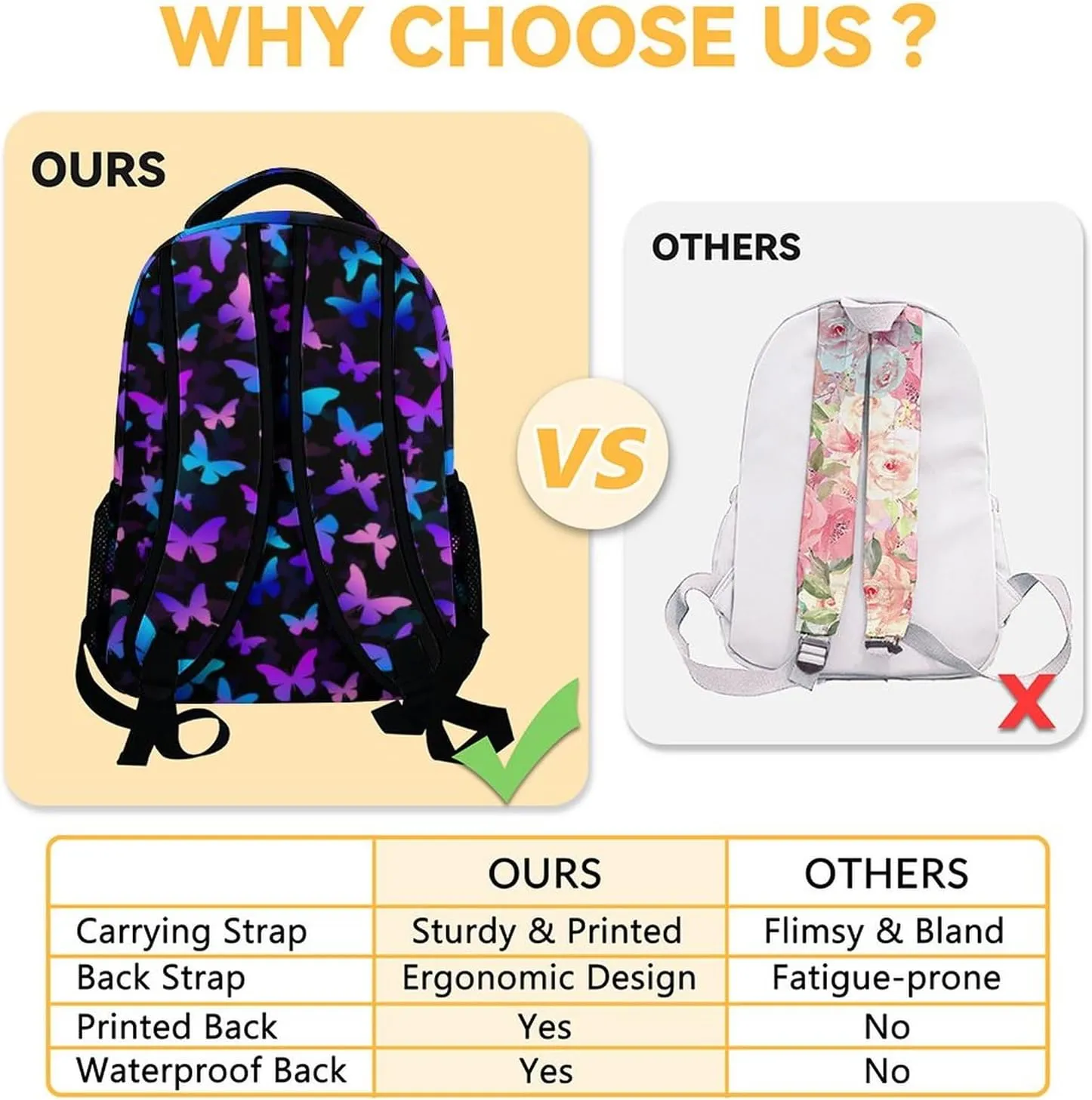 Custom Butterfly Backpack for Kids Girls, 16" Cute Cartoon Backpack for School, Personalized Large Capacity Bookbag for Students, Backpack Gifts for Butterfly Lovers