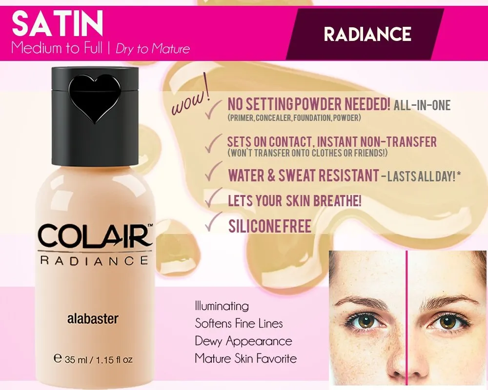 Dinair Airbrush Makeup Foundation | Dark Golden Beige | Colair RADIANCE: Satin | 1.15 oz