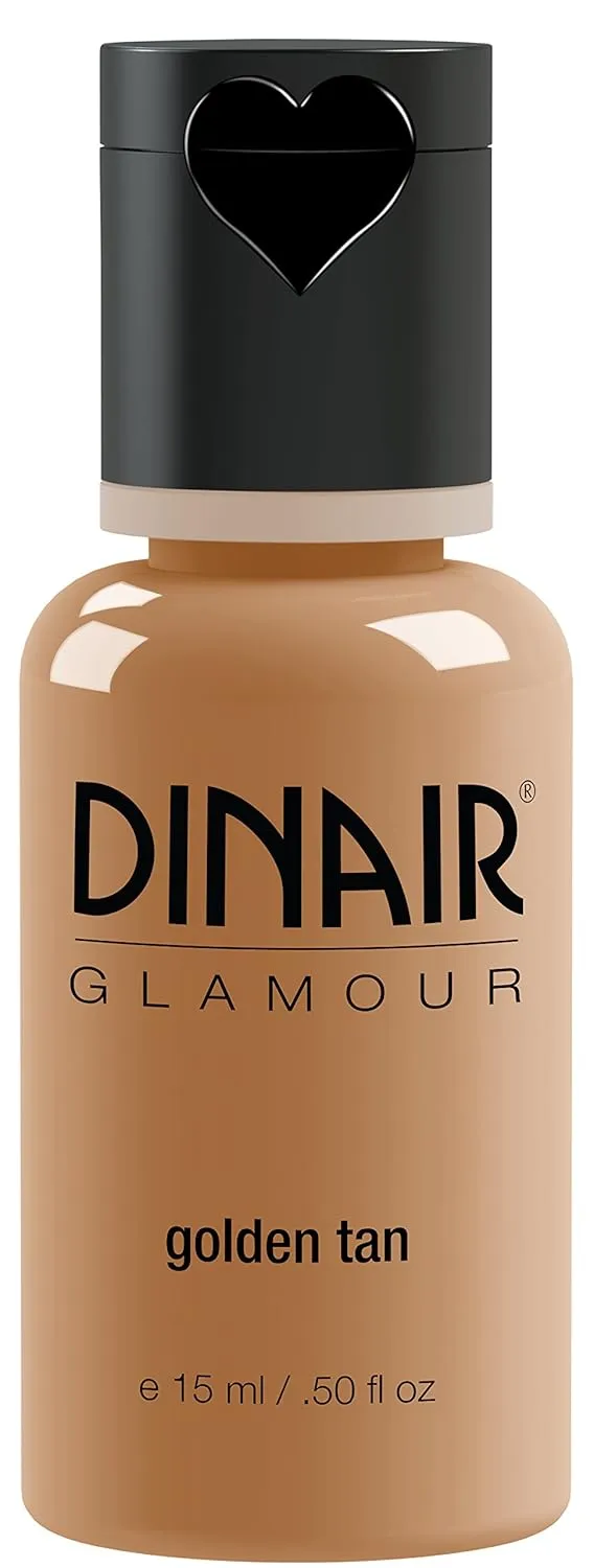 Dinair Airbrush Makeup Foundation | Golden Tan | GLAMOUR: Natural, Light coverage, Matte 1/2 oz.
