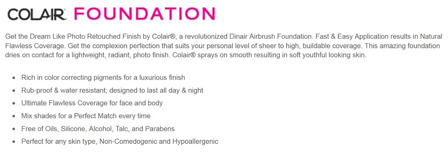 Dinair Airbrush Makeup Foundation | Olive Beige | Colair Radiance | 1.15 oz.