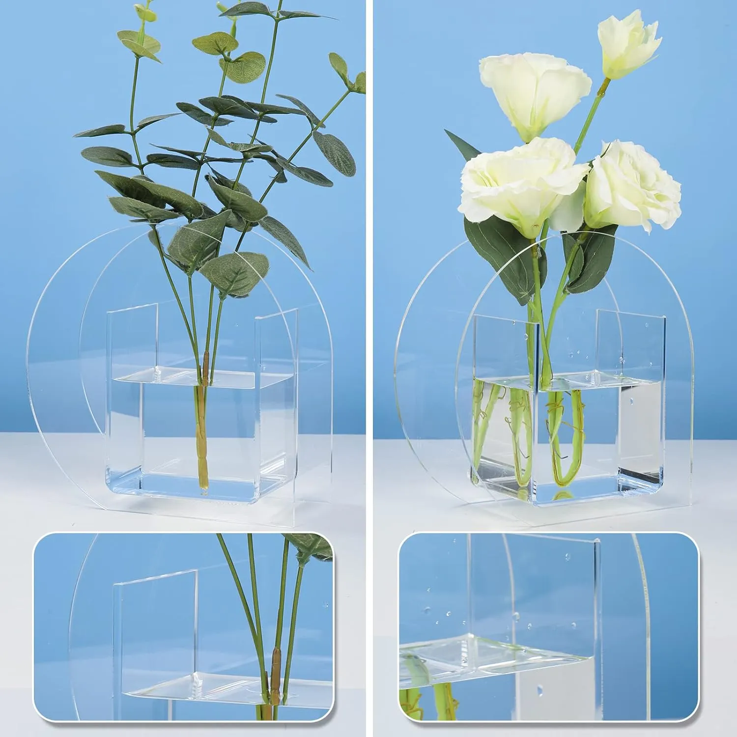 Diseavy Elegant Clear Acrylic Flower Vase Modern 6.3 Inch Mini Flowers Vase Unique Vase Decor for Hotel Wedding Home Office,DS501
