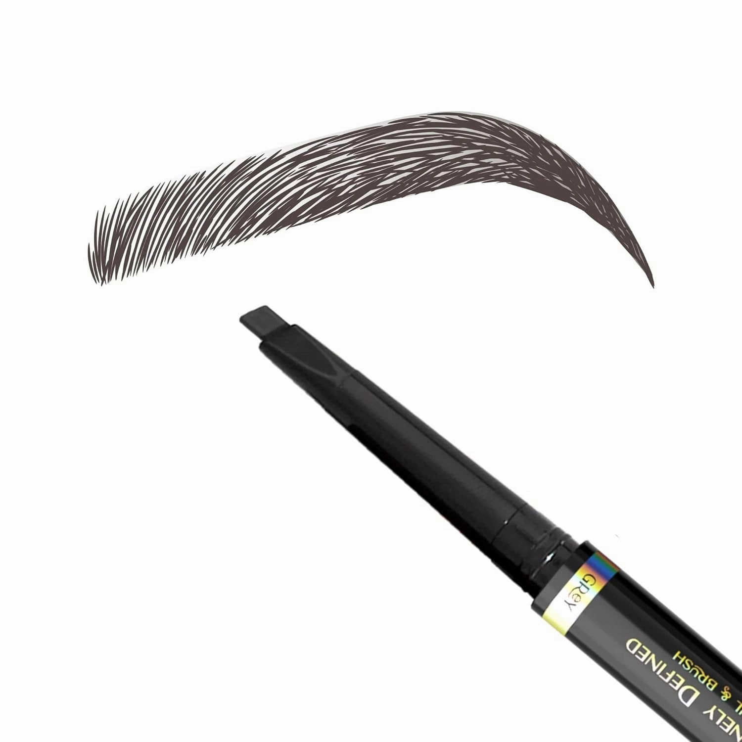 Divinely Defined Precision Eyebrow Pencil & Brush | THICK Grey | Precision Tip & Spoolie for Shaping Perfect Brows