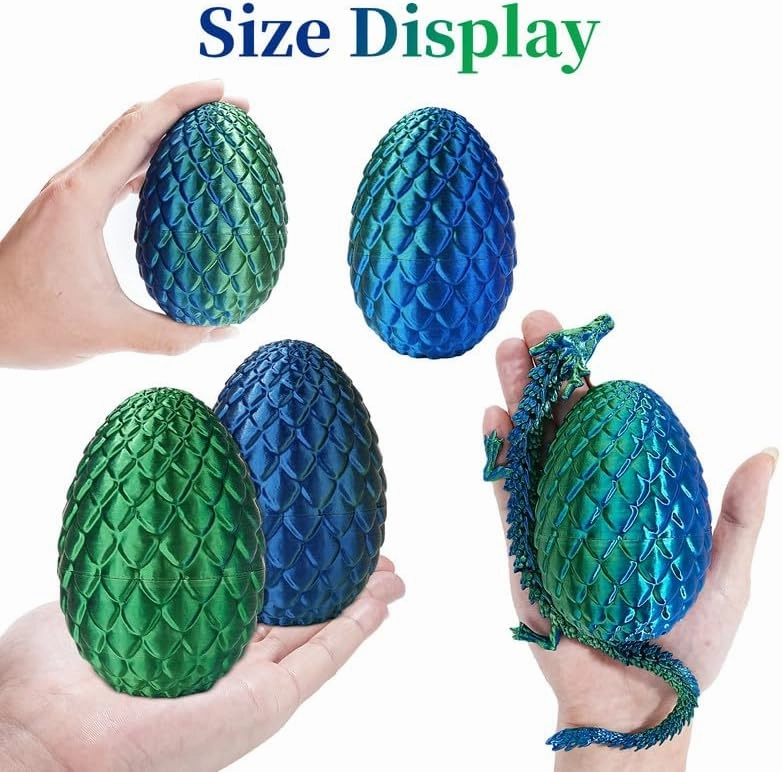 DND Dice Set 7 Pcs and 3D Printed Dragon Egg,DND Polyhedral Dice Dungeons and Dragons Starter Games Role Playing Fidget Toys Set for RPG MTG Table Games,Blue Green