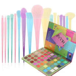Docolor 17Pcs Colorful Makeup Brushes Set   48Colors BOOM Eeyshadow Palette Ultra Pigmented Matte Shimmer Metallic Natural Blendable Cream Powder Long Lasting Waterproof Make Up Eye Shadow Palettes