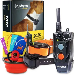 Dogtra 202c Dog Training Collar with Remote, ½ Mile Range, 2-Dog System - Waterproof, Dog Shock Collar, Bark Collar for Large Dog, Adjustable Static & Vibration Levels for Small, Medium Dogs
