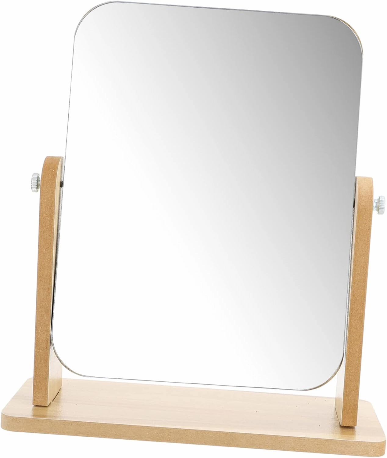 DOITOOL Vanity Mirror Wood Stand Makeup Mirror for Bathroom Square Tabletop Rotating 360° for Applying Makeup Shaving Hair Styling for Occasions