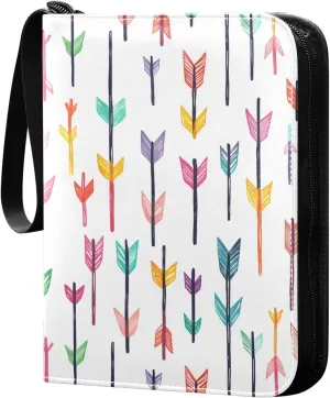 Doodle Colorful Arrow Pattern Card Holder, Card Holder Album with 400 Card Slots in 50 Pages for Display, Storage, Portability