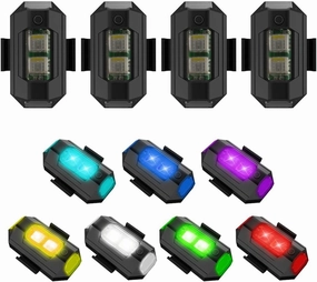 Drone Strobe Light,Mini Drone Lamp,Anti-Collision Lighting Night Flight Signal Lights with 7 Colors,Drone Accessories Multipurpose RC Car Motorcycle Flashlight Outdoor Cycling Warning Light (4 PCS)