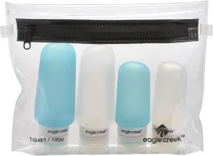 Eagle Creek Pack-It Silicone Travel Bottle Toiletry Set, Clear/Aqua, Set of 4
