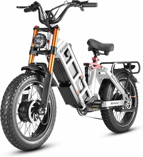 eAhora Juliet Pro-II Electric Bike - 2000W/4400W 34/43MPH Long Range 70AH 52V Ebike for Adults, 120-220Miles 20" Fat Tire Full Suspension Mountain E-Bike