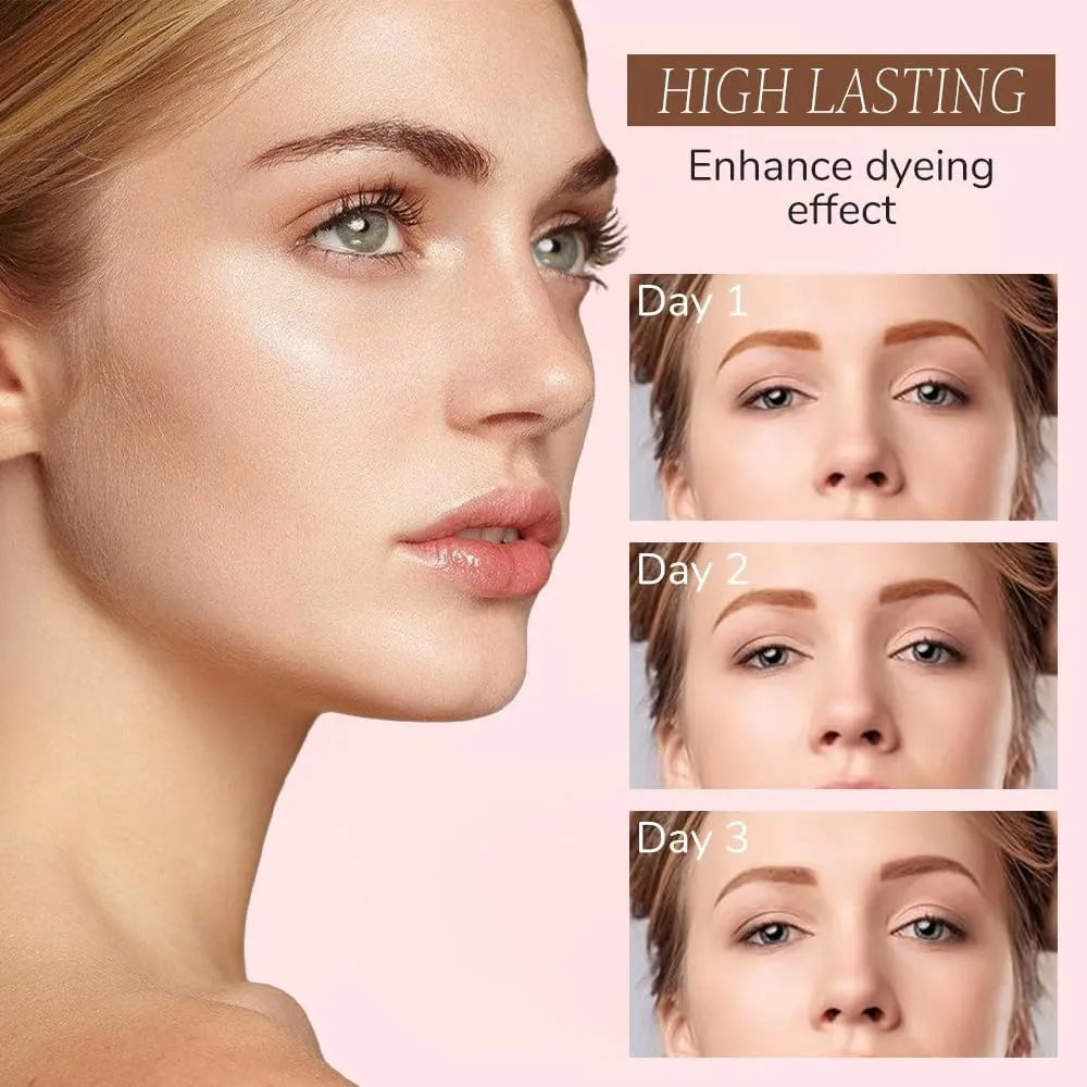 Easy Peel-Off Eyebrow Gel, 2025 Upgrade Tattoo Eyebrow Gel Easy Peel Off, Transfer-proof Eyebrow Tattoo Peel Off, Eyebrow Dye for Women Medium Coverage for All Skin Types (#03)