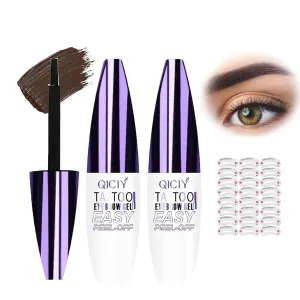Easy Peel Off Eyebrow Gel, Long-Lasting & Waterproof Brow Tint for Women Create Fuller & Defined Brows Makeup with Eyebrow Stencils (2pcs-Black)