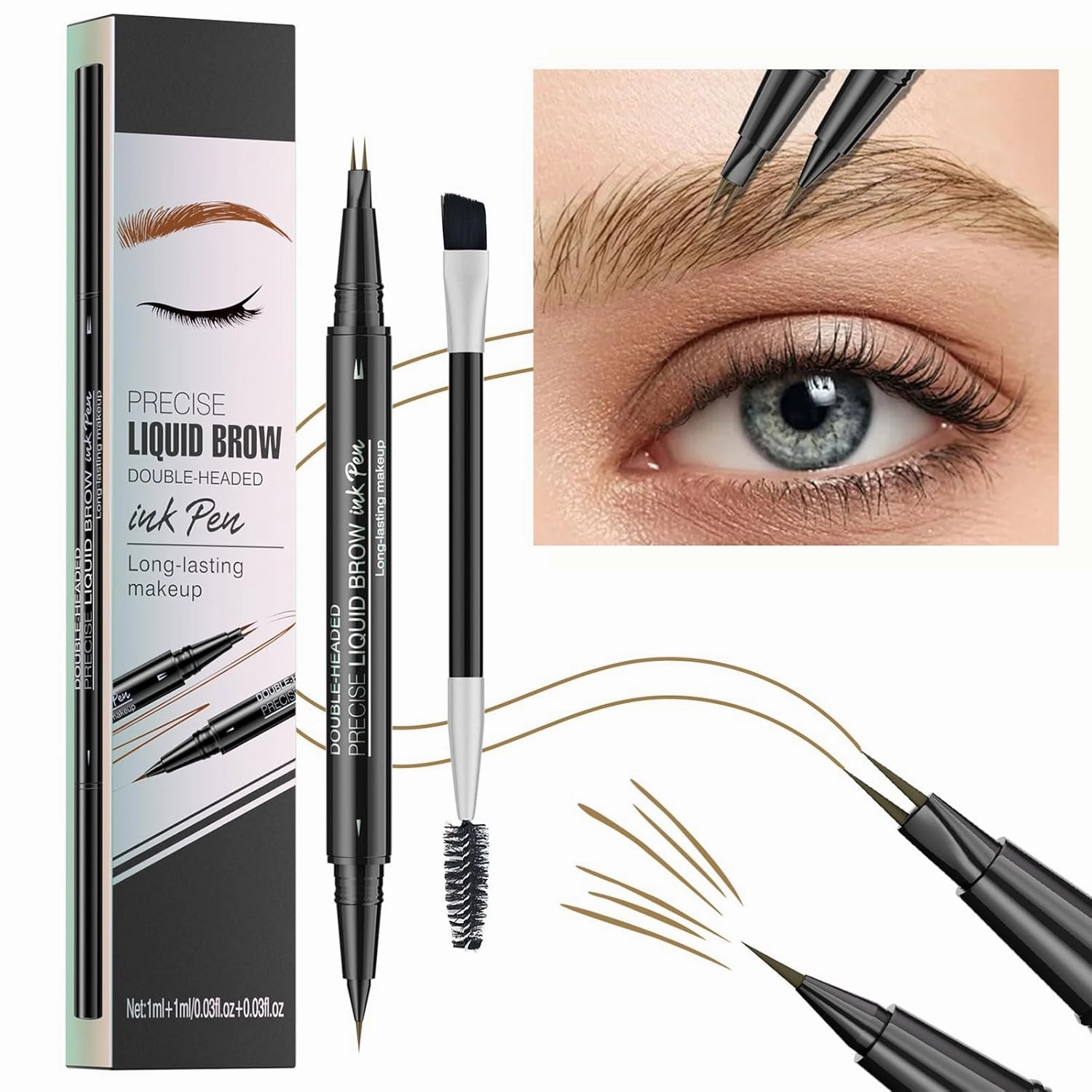 Easy To Use Eyebrow Shaping Accesories With Fine Tip Pencil And Soft Brush Fashion Women's Makeup Essential