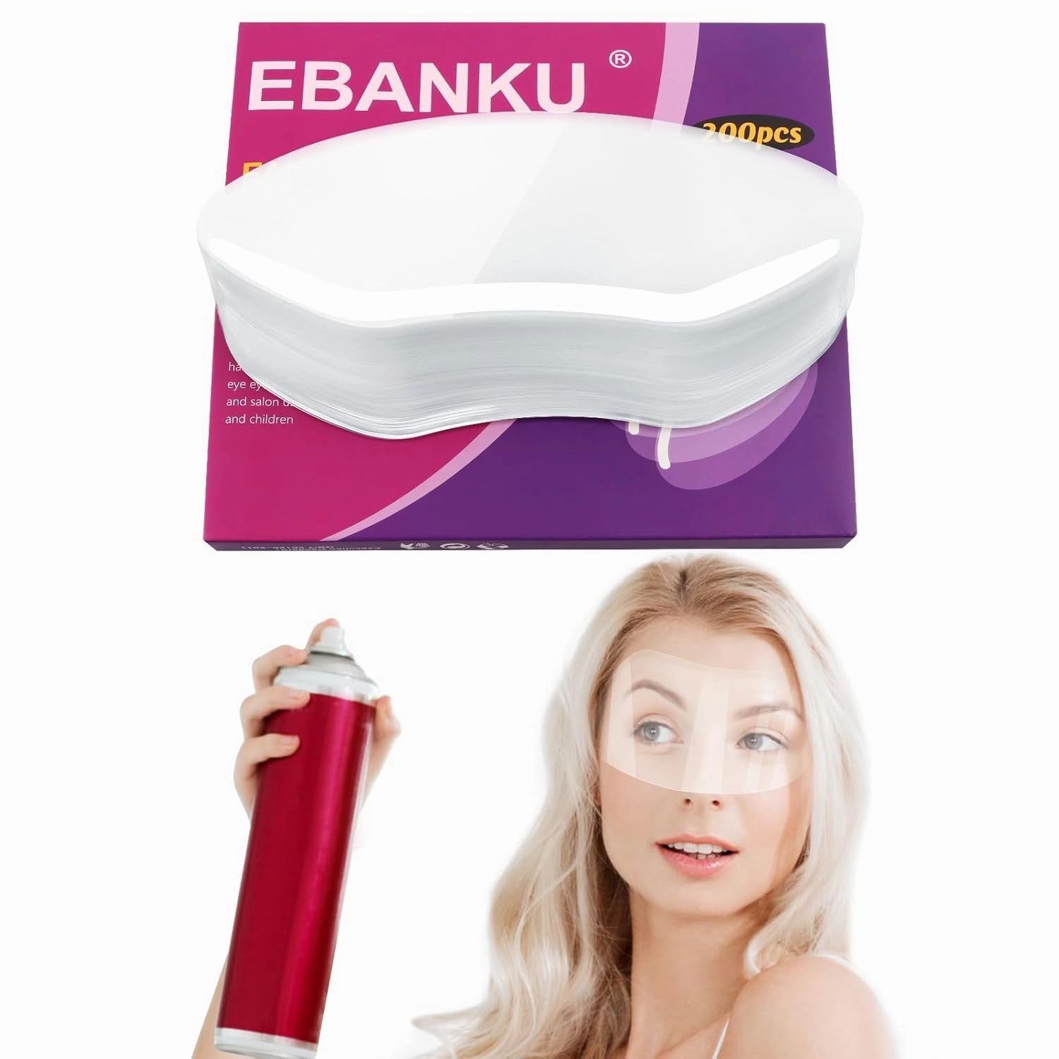 EBANKU 200 PCS Upgrade Shower Face Eye Shields, Eyebrow Shower Shield Visor for Adults Disposable Plastic Eyelash Face Shields for Hairspray Salon Eyelid Aftercare