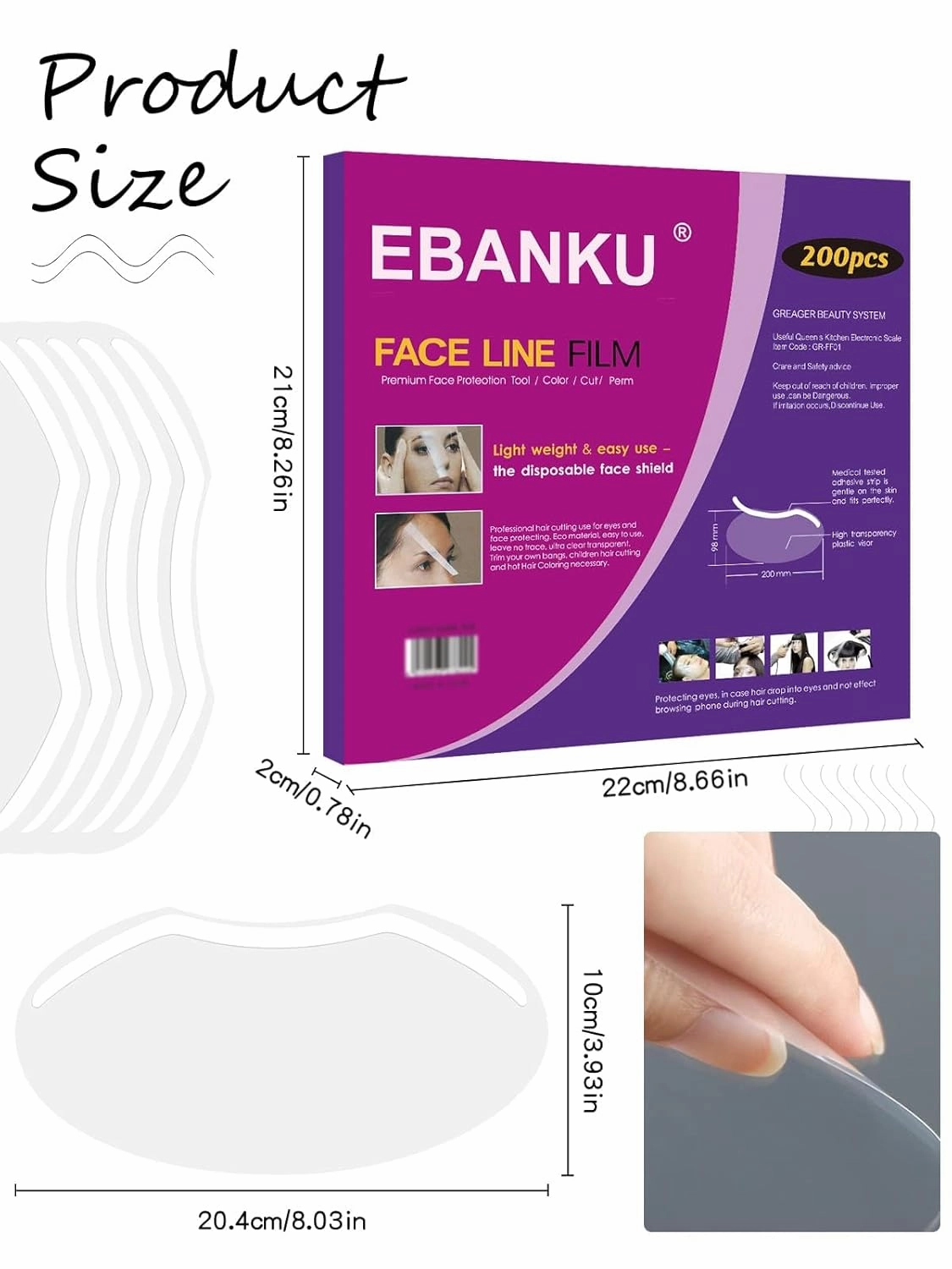EBANKU 200 PCS Upgrade Shower Face Eye Shields, Eyebrow Shower Shield Visor for Adults Disposable Plastic Eyelash Face Shields for Hairspray Salon Eyelid Aftercare