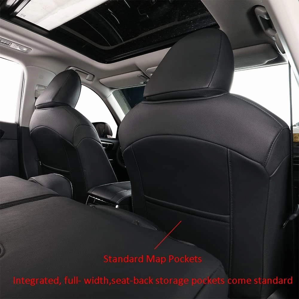 EKR Highlander Seat Covers,Custom for Toyota Highlander 2014 2015 2016 2017 2018 2019,2nd Row 40/60 Split,Car Seat Protectors for Trucks,Waterproof Leather Car Seat Cover Full Set(Black)
