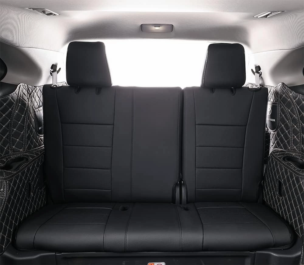 EKR Highlander Seat Covers,Custom for Toyota Highlander 2014 2015 2016 2017 2018 2019,2nd Row 40/60 Split,Car Seat Protectors for Trucks,Waterproof Leather Car Seat Cover Full Set(Black)